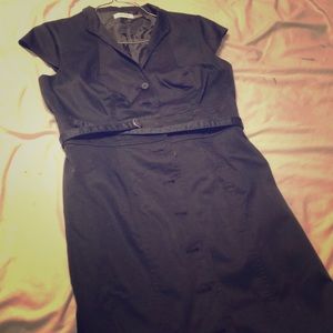 Black Cap Sleeve button down dress